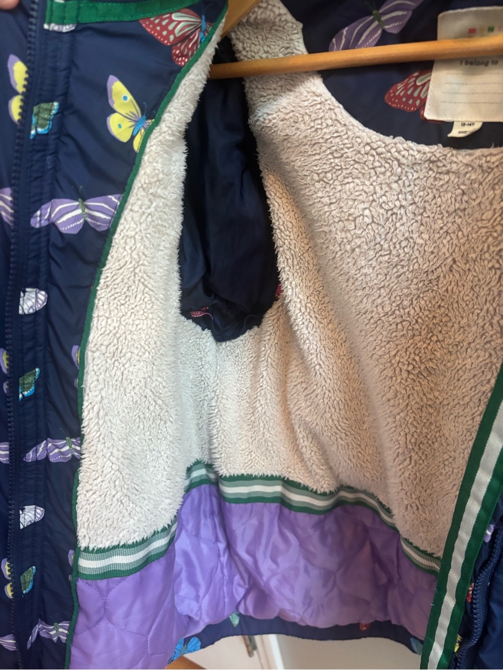 Mini Boden 2-in-1 Padded Coat in Navy Butterflies / 13-14 Years - Picture 7 of 10